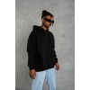 Erkek Düz Kapüşonlu Sweat - Siyah