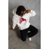 Erkek Eldiven Baskılı Kapüşonlu Sweat - Beyaz
