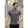 Erkek Fermuarlı Yakalı Kısa Kollu T-shirt