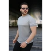 Erkek Renk Bloklu Bisiklet Yaka Kısa Kollu Triko Tişört