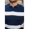 Erkek şerit Desenli Hemşire Yaka Kısa Kollu Tişört