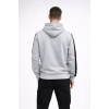 Erkek Şeritli Kapüşonlu Sweatshirt Oversize 3 Iplik Pamuklu - Beyaz