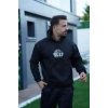 Erkek Sırt Baskılı Kapüşonlu Üç İplik Oversize Sweatshirt - Siyah