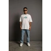 Erkek Sırt Baskılı T-shirt - Beyaz