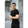 Erkek Viskon Kumaş Bisiklet Yaka Basic Tişört