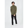 Erkek Yarım Fermuarlı Baskılı Sweat - Yeşil