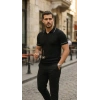 Erkek Zikzak Dokulu Yakalı Kısa Kollu Triko