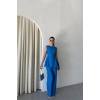 JAKAR KETEN KOLSUZ BLUZ-PANTOLON TK - Mavi