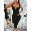 Kadın Askılı önü Düğmeli Midi Kaşkorse Elbise