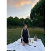 Kadın Keten Kumaş Kolsuz Mini Boy Elbise