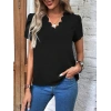 Kadın Kısa Kollu Lazer V Yakalı Ithal Krep Bluz