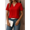 Kadın Kısa Kollu V Yakalı Ithal Krep Bluz
