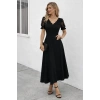 Kadın Kısa Kollu V Yakalı Uzun Janjan Elbise