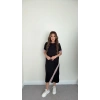 Kadın Kol Ve Etek şerit Detaylı Midi Boy Elbise