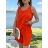 Kadın Kolsuz V Yaka Kuş Gözü Detay Bluz Short Aerobin Ikili Takım