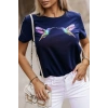 Kadın Kuş Desenli Süprem T-shirt