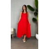 Kadın Omuz Askılı Toka Detay Maxi Boy Elbise
