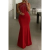 Kadın Omuz çoklu Askılı önü Taş Işlemeli Balık Kesim Janjan Krep Maxi Boy Elbise
