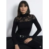Kadın Uzun Kollu Balıkçı Yaka Dantelli Kaşkorse Bluz