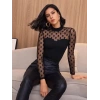 Kadın Uzun Kollu Yarı Balıkçı Yakalı Tül Detaylı Dalgıç Bluz