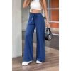 Kadın Yüksek Bel Lastikli Bağcıklı Kot Pantolon