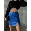 KAPİTONE DERİ ETEK YIRTMAÇLI - Saks