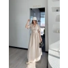 Kısa Kollu Uzun Elbise - Kırık Beyaz