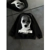 Kışlık Bisiklet Yaka Baskılı SweatShirt - Siyah