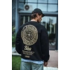 Kışlık Bisiklet Yaka Ön Ve Arka Baskılı SweatShirt - Siyah