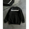Kışlık Bisiklet Yaka Oversize Baskılı SweatShirt - Siyah