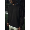 Kışlık Bisiklet Yaka Üç İplik Basic SweatShirt - Siyah