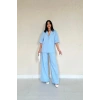 Mavi Önü Tek Düğmeli Ceket Pantolon Takım