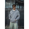 Oversize Tam Fermuarlı Uzun Kol Hırka - Gri