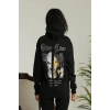 Oversize Üç İplik Kapüşonlu Sweatshirt – Siyah “Other Lives” Ön Ve Arka Baskılı, Şardonlu Kışlık, Rahat Günlük Model Siiyah