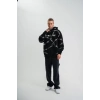 POLIZEI Premium Kalite Kapşonlu Varak Ve Pano Baskılı SweatShirt - Siyah