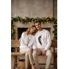 Sevgililer Günü Özel Bisiklet Yaka Aslan Baskılı Oversize Sweatshirt - Beyaz