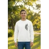 Sevgililer Günü Özel Bisiklet Yaka Baskılı Oversize Sweatshirt - Beyaz