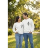 Sevgililer Günü Özel Bisiklet Yaka Baskılı Oversize Sweatshirt - Beyaz