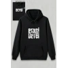 Sevgililer Günü Özel Kapüşonlu Beyci Baskılı Oversize Sweatshirt - Siyah