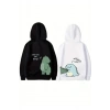 Sevgililer Günü Özel Unisex Kapüşonlu Baskılı Oversize Sweatshirt - Siyah