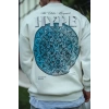 Üç İplik Bisiklet Yaka Baskılı SweatShirt - Beyaz