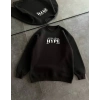Üç İplik Bisiklet Yaka Baskılı SweatShirt - Siyah