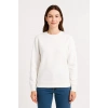 Üç İplik Düz Bisiklet Yaka SweatShirt - Beyaz