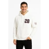 Üç İplik Kapüşonlu Ön Ve Arka Baskılı SweatShirt Hoodie - Beyaz