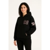 Üç İplik Kapüşonlu Ön Ve Arka Baskılı SweatShirt Hoodie - Siyah