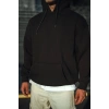 Üç İplik Penye Kapşonlu Basic SweatShirt - Siyah