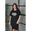 Unisex Baskılı Oversize T-Shirt - Siyah