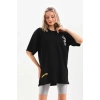 Unisex Baskılı Oversize T-Shirt - Siyah