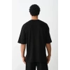 Unisex Baskılı Oversize T-Shirt - Siyah
