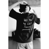 Unisex Baskılı Oversize T-Shirt - Siyah